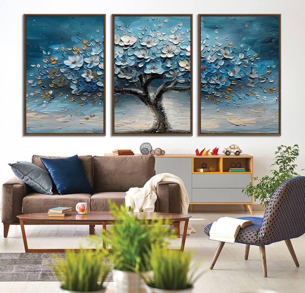 Abstract Blooming Tree Wall Art Canvas Print – Floral Modern