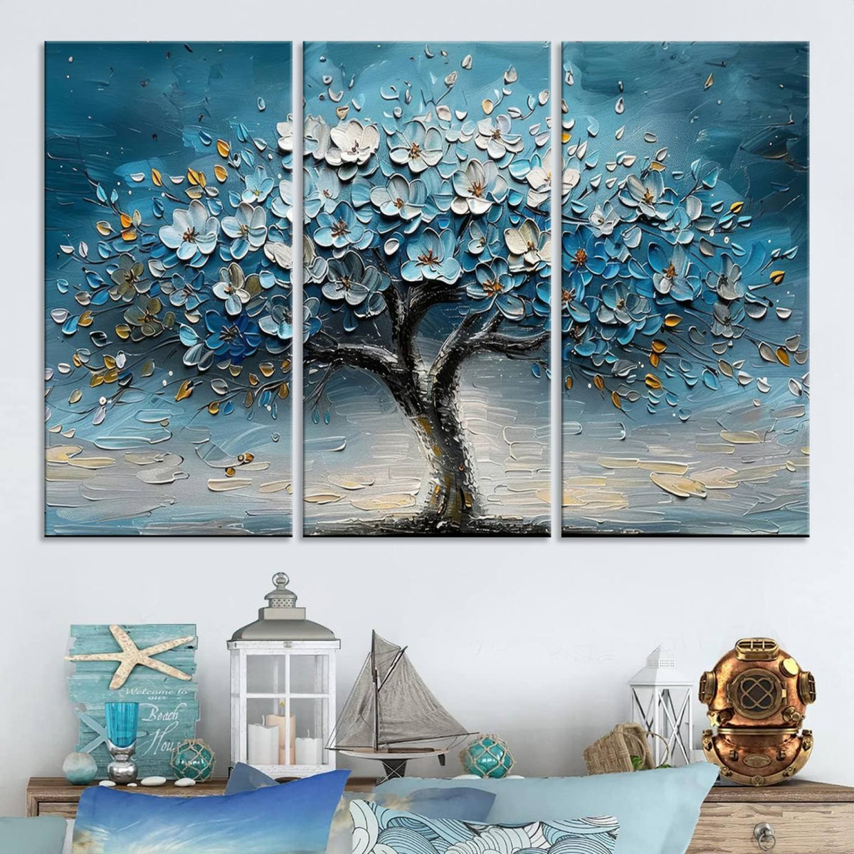 Abstract Blooming Tree Wall Art Canvas Print – Floral Modern