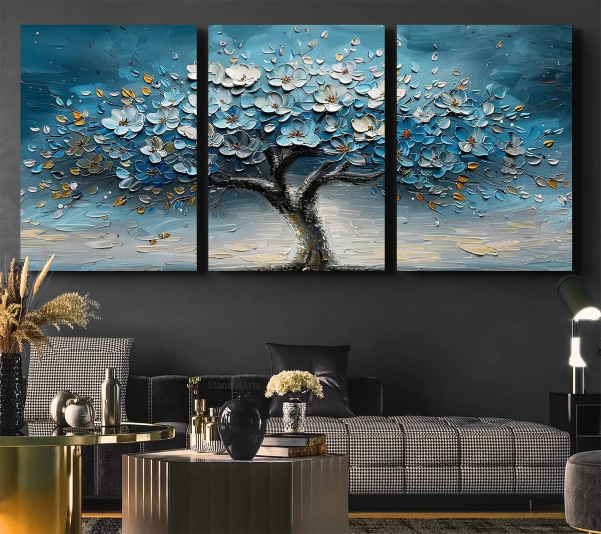 Abstract Blooming Tree Wall Art Canvas Print – Floral Modern