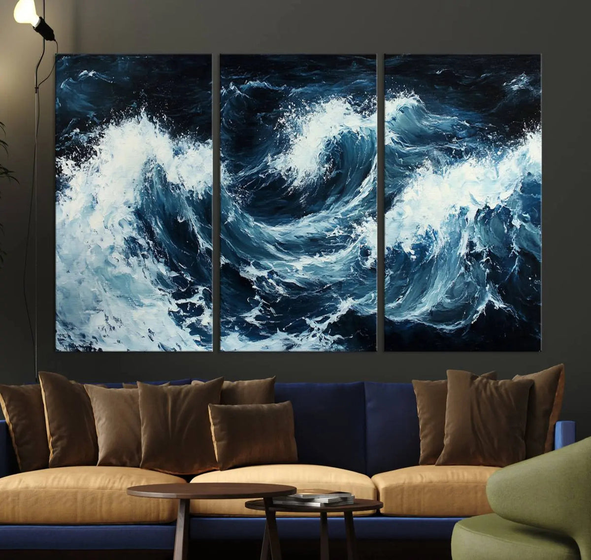Abstract Ocean Waves Wall Art Canvas Print – Dynamic Stormy