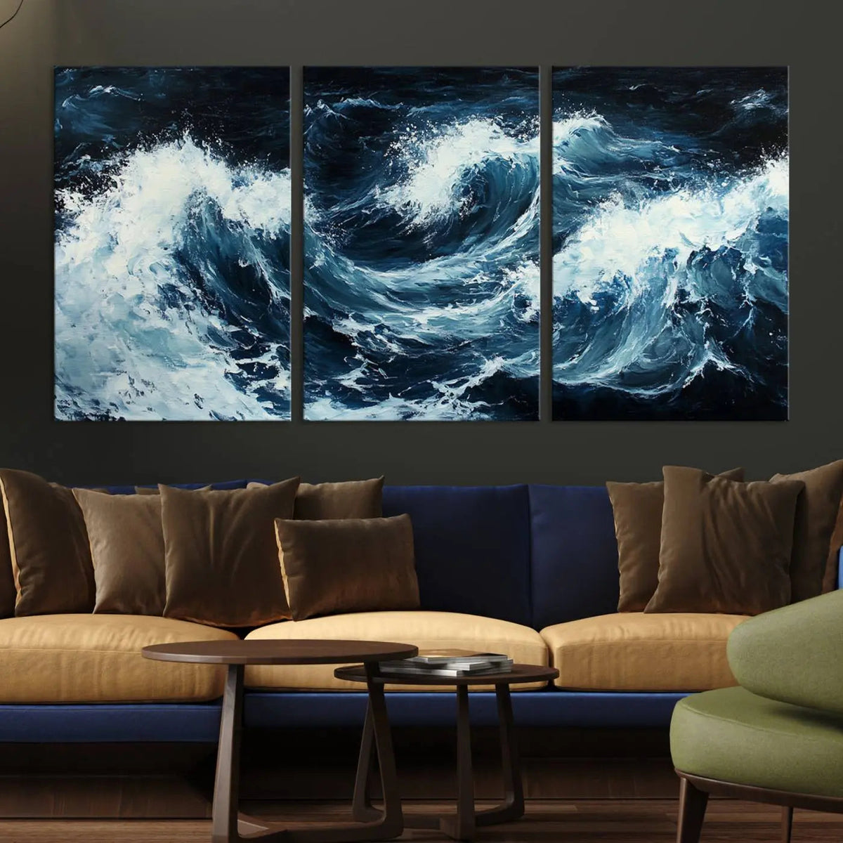 Abstract Ocean Waves Wall Art Canvas Print – Dynamic Stormy