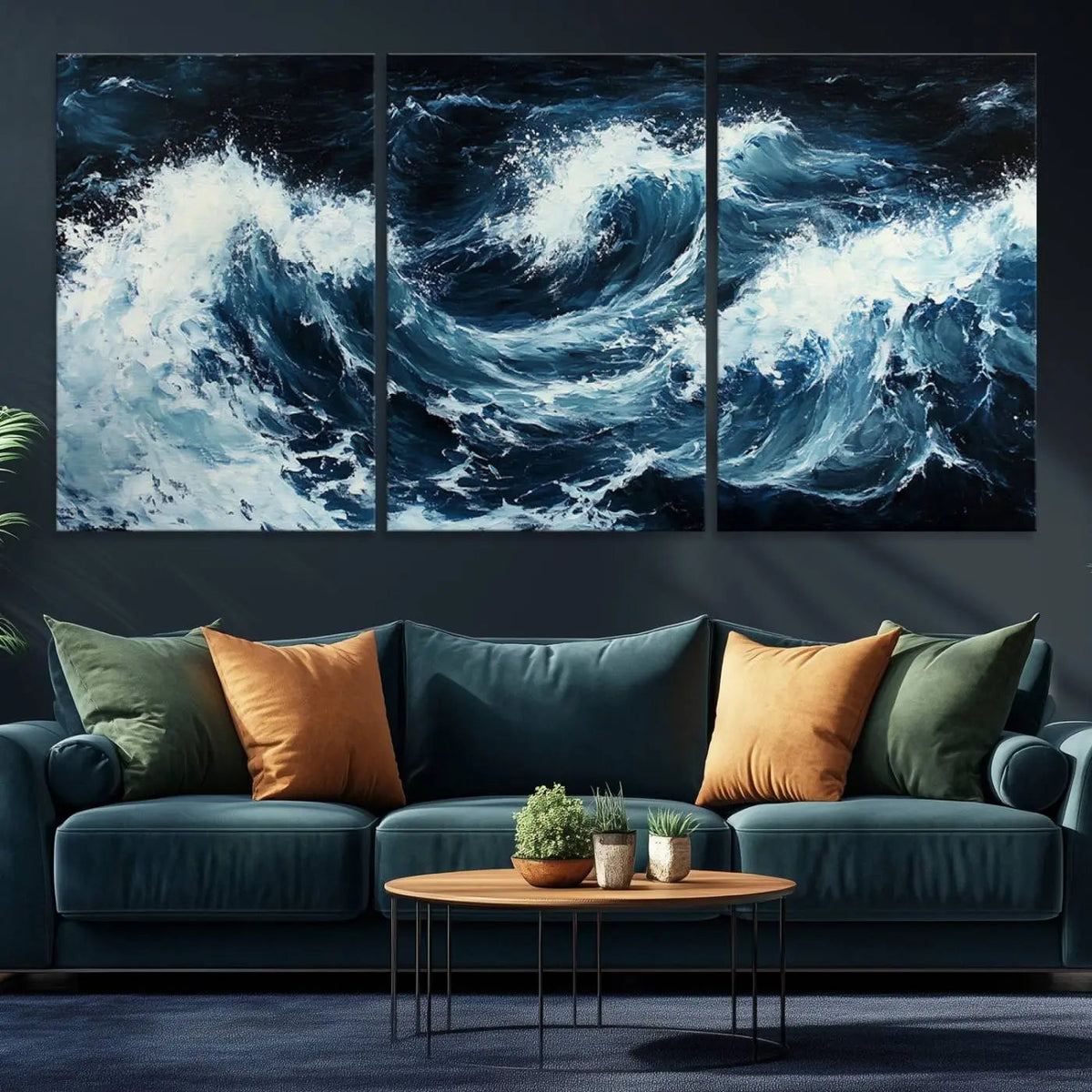 Abstract Ocean Waves Wall Art Canvas Print – Dynamic Stormy