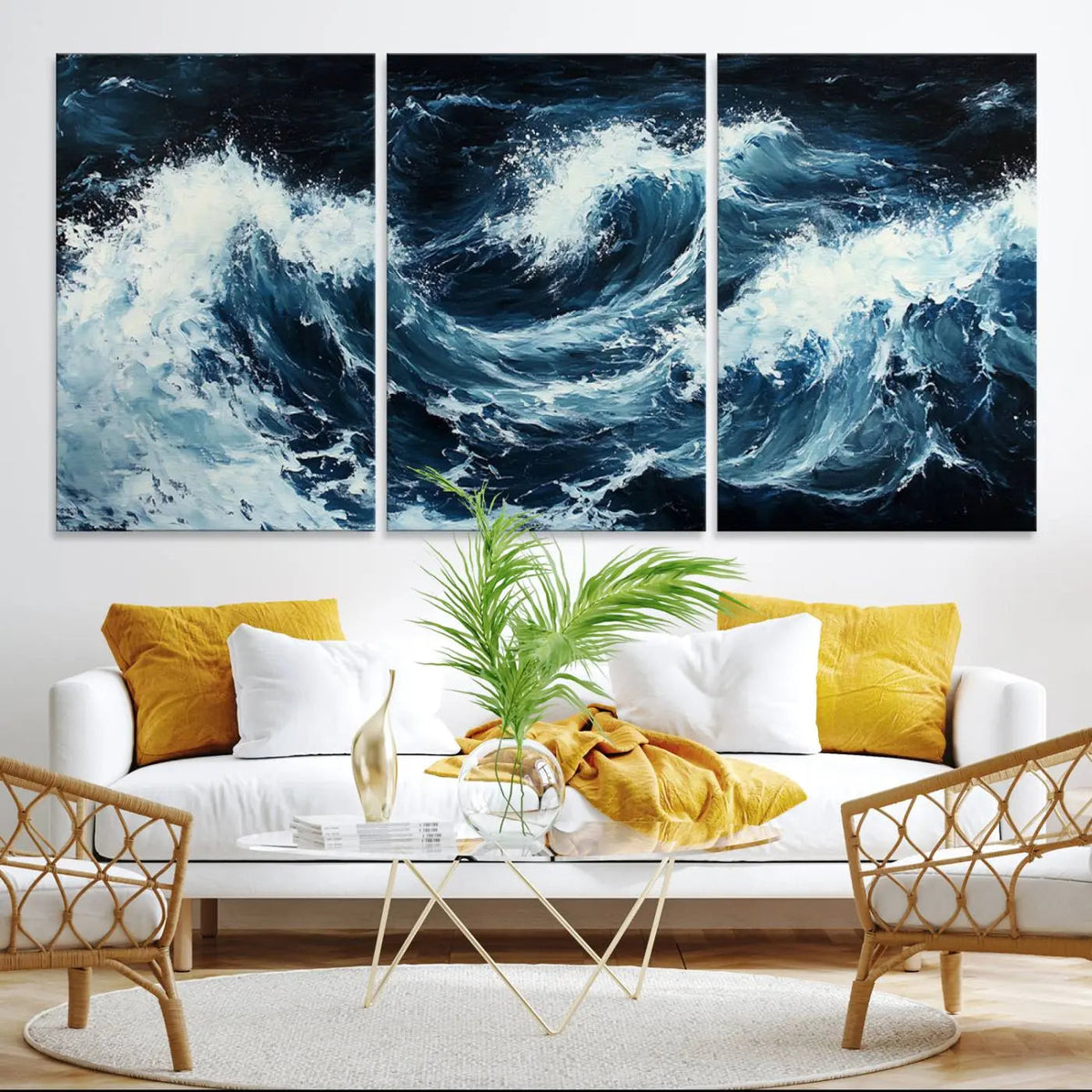 Abstract Ocean Waves Wall Art Canvas Print – Dynamic Stormy
