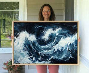 Abstract Ocean Waves Wall Art Canvas Print – Dynamic Stormy
