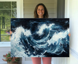 Abstract Ocean Waves Wall Art Canvas Print – Dynamic Stormy