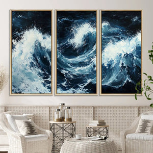 Abstract Ocean Waves Wall Art Canvas Print – Dynamic Stormy