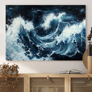 Abstract Ocean Waves Wall Art Canvas Print – Dynamic Stormy