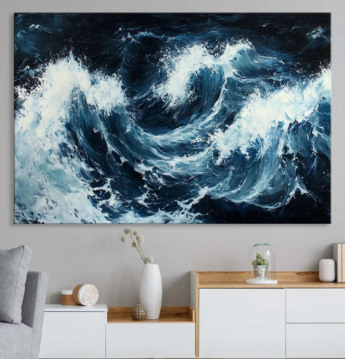 Abstract Ocean Waves Wall Art Canvas Print – Dynamic Stormy
