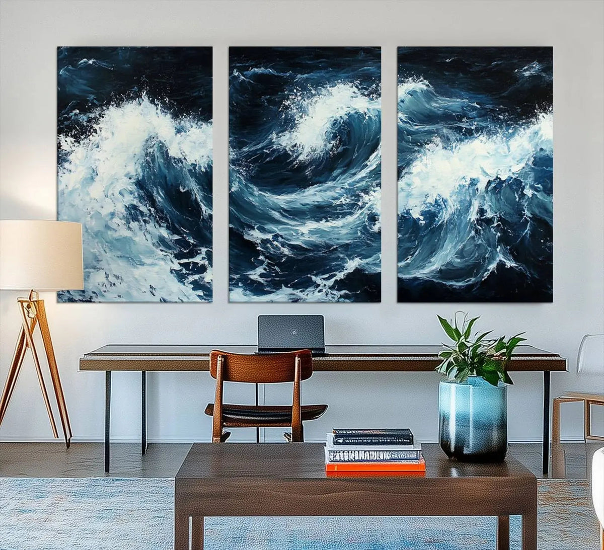 Abstract Ocean Waves Wall Art Canvas Print – Dynamic Stormy