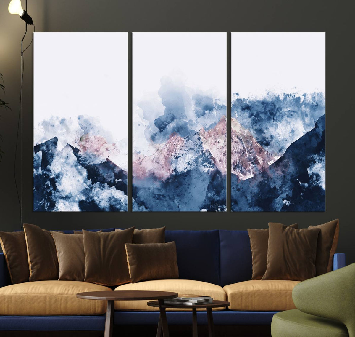 Abstract Watercolor Mountain Landscape Art Canvas Print