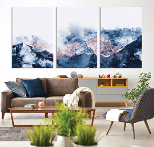 Abstract Watercolor Mountain Landscape Art Canvas Print