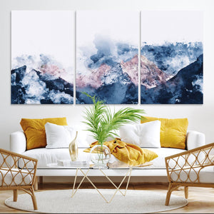 Abstract Watercolor Mountain Landscape Art Canvas Print