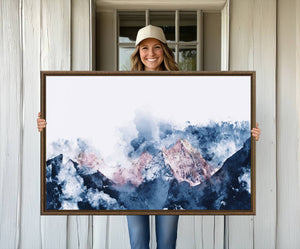 Abstract Watercolor Mountain Landscape Art Canvas Print