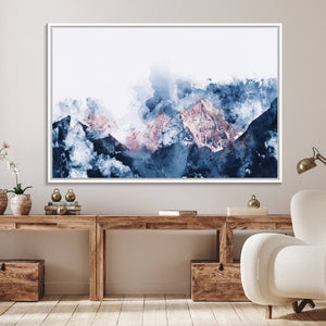 Abstract Watercolor Mountain Landscape Art Canvas Print