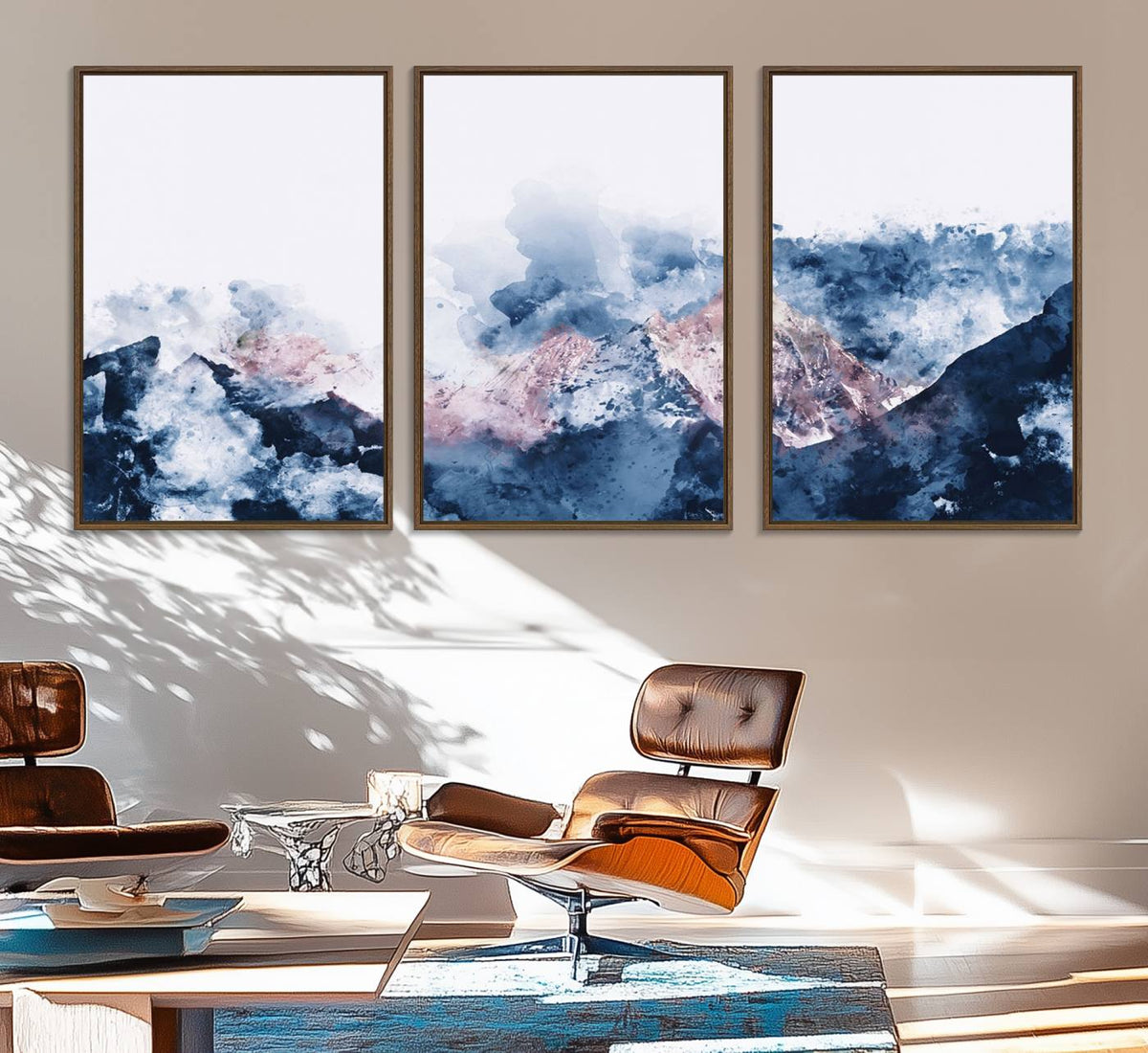 Abstract Watercolor Mountain Landscape Art Canvas Print
