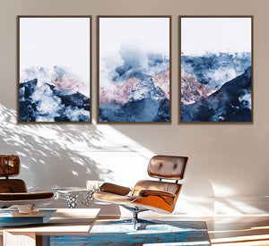 Abstract Watercolor Mountain Landscape Art Canvas Print