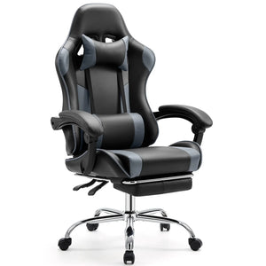 Ergonomic Gaming Chair Adjustable Swivel PU Leather Office Chair Lumbar Headrest