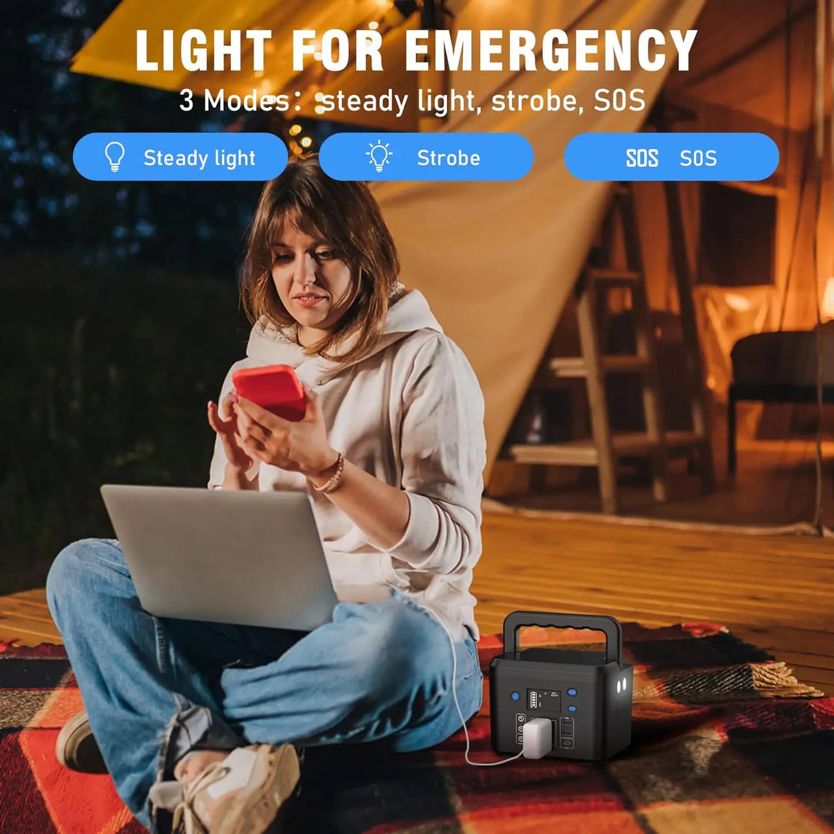 200W Portable Power Station 120Wh Backup Lithium Battery AC DC USB Outdoor Camping