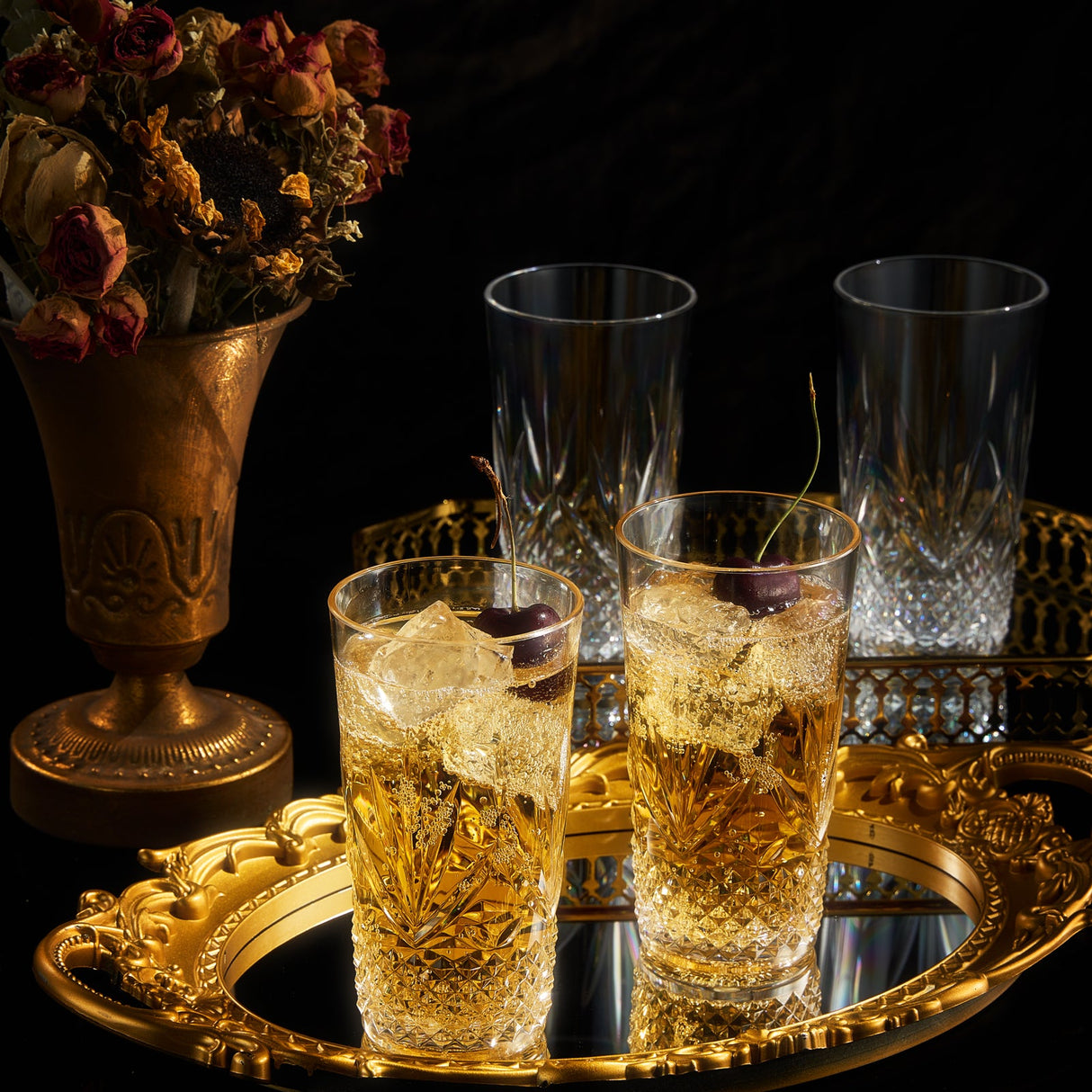 Onix Acrylic Crystal Highball Glassware, Set of 4