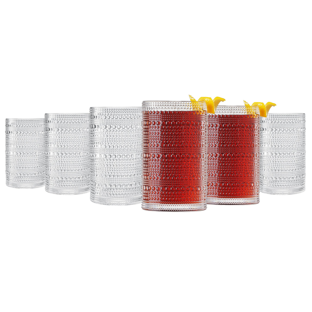 Barcelona Acrylic Highball Hobnail Glassware, Set of 6