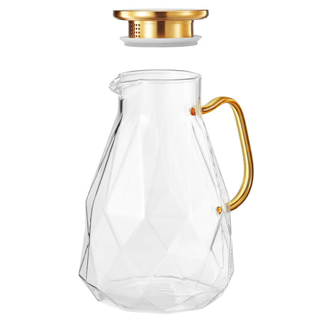 Classica Pitcher Glassware with a Gold Lid & Handle