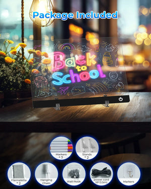 LED Note Board Night Light – 7-Color Acrylic Message & Drawing Board Gift
