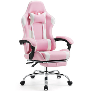 Ergonomic Gaming Chair Adjustable Swivel PU Leather Office Chair Lumbar Headrest