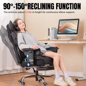 Ergonomic Leather Gaming Chair High Back Office Chair with Footrest