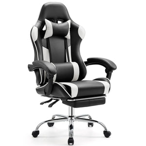 Ergonomic Gaming Chair Adjustable Swivel PU Leather Office Chair Lumbar Headrest