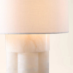 Alabaster Table Lamp with Drum Shade E26 Dimmable 12.9" Light