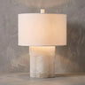Alabaster Table Lamp with Drum Shade E26 Dimmable 12.9" Light