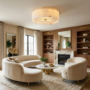 Alabaster Flush Mount Ceiling Light 18" 24" E14 Dimmable Fixture
