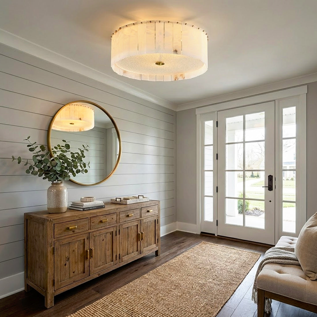 Alabaster Flush Mount Ceiling Light 18" 24" E14 Dimmable Fixture