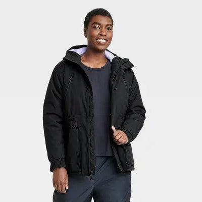 All In Motion Women's Zip Winter Hooded Wind-Resistant Snow Sport Jacket