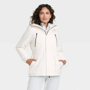 All In Motion Women's Zip Winter Hooded Wind-Resistant Snow Sport Jacket