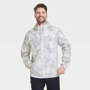 All In Motion Men's Zip-Up Winter Hooded Wind-Resistant Packable Jacket