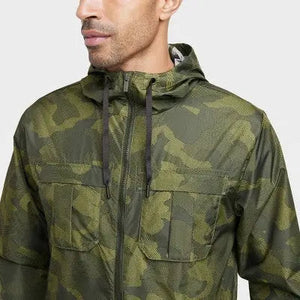 All In Motion Men's Zip-Up Winter Hooded Wind-Resistant Packable Jacket