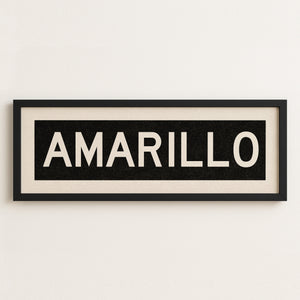 Framed Amarillo Bus Scroll Sign