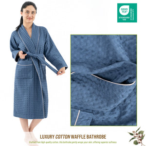 American Soft Linen 100% Cotton Waffle Robes for Women and Men, Unisex Waffle Kimono Lounging Bathrobe, 1 Piece Waffle Robe for Couples After Shower