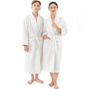 American Soft Linen 100% Cotton Waffle Robes for Women and Men, Unisex Waffle Kimono Lounging Bathrobe, 1 Piece Waffle Robe for Couples After Shower