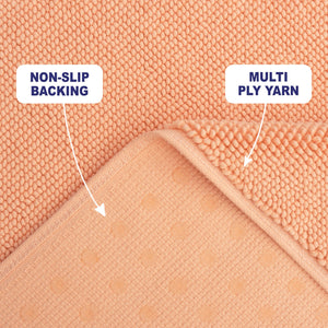 American Soft Linen 100% Cotton Bath Mat Rugs, 17x24 inches with Silicone Backing, Soft Absorbent Grip-Enhanced Bath Mats for Bathroom