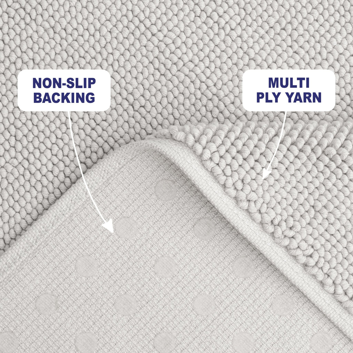 American Soft Linen 100% Cotton Bath Mat Rugs, 17x24 inches with Silicone Backing, Soft Absorbent Grip-Enhanced Bath Mats for Bathroom