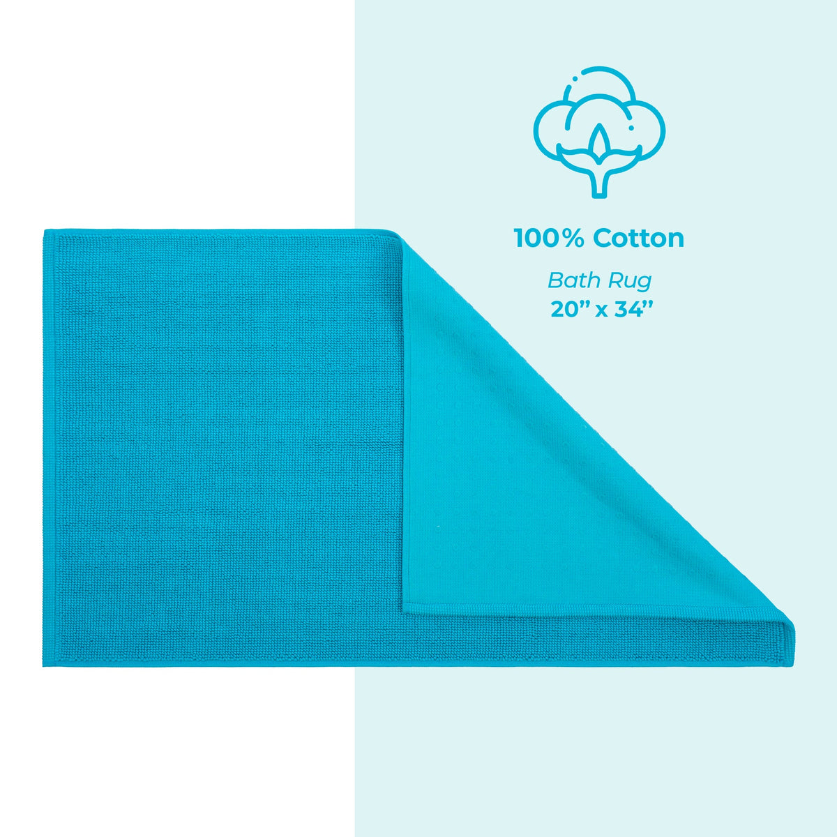 American Soft Linen 100% Cotton Bath Mat Rugs, 20x34 inches with Silicone Backing, Soft Absorbent Grip-Enhanced Bath Mats for Bathroom - 35 Set Case Pack