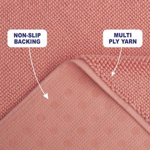 American Soft Linen 100% Cotton Bath Mat Rugs, 20x34 inches with Silicone Backing, Soft Absorbent Grip-Enhanced Bath Mats for Bathroom