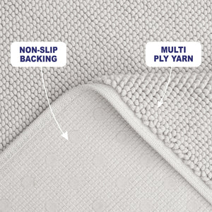 American Soft Linen 100% Cotton Bath Mat Rugs, 20x34 inches with Silicone Backing, Soft Absorbent Grip-Enhanced Bath Mats for Bathroom