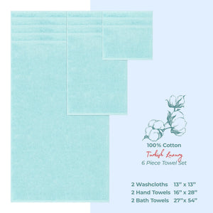 6 Piece 100% Cotton Turkish Bulk Bath Towels - Wholesale Premium Towel Sets - 10 Set Case Pack