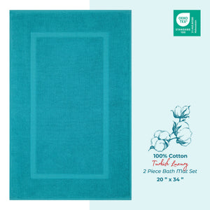 American Soft Linen Bekos 100% Cotton Bath Mat Set, 2 Piece 20x34 inches Wholesale Bath Rugs for Bathroom