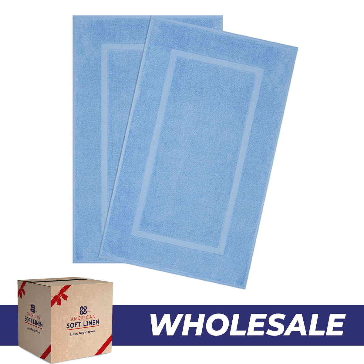 American Soft Linen Bekos 100% Cotton Bath Mat Set, 2 Piece 20x34 inches Wholesale Bath Rugs for Bathroom