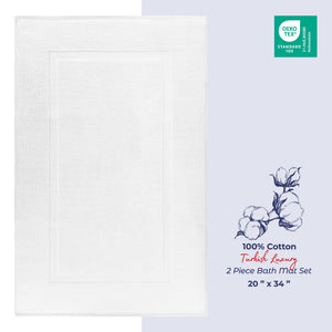 American Soft Linen Bekos 100% Cotton Bath Mat Set, 2 Piece 20x34 inches Wholesale Bath Rugs for Bathroom