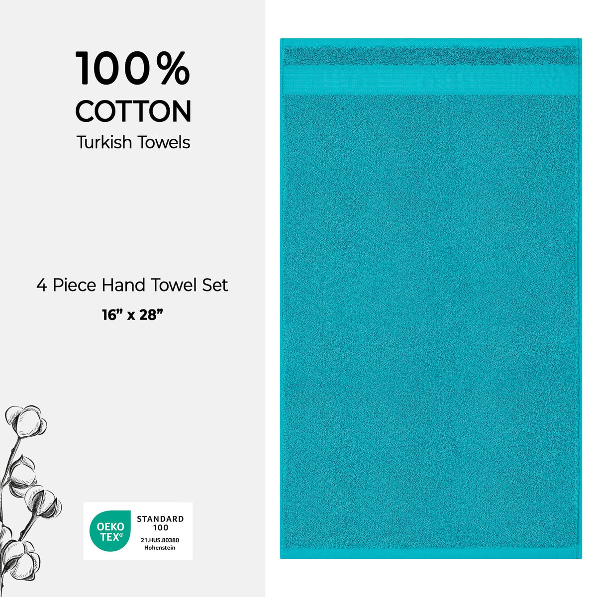 American Soft Linen Bekos 100% Cotton Turkish 4-Piece Hand Towel Sets, Wholesale Luxury Hand Towels